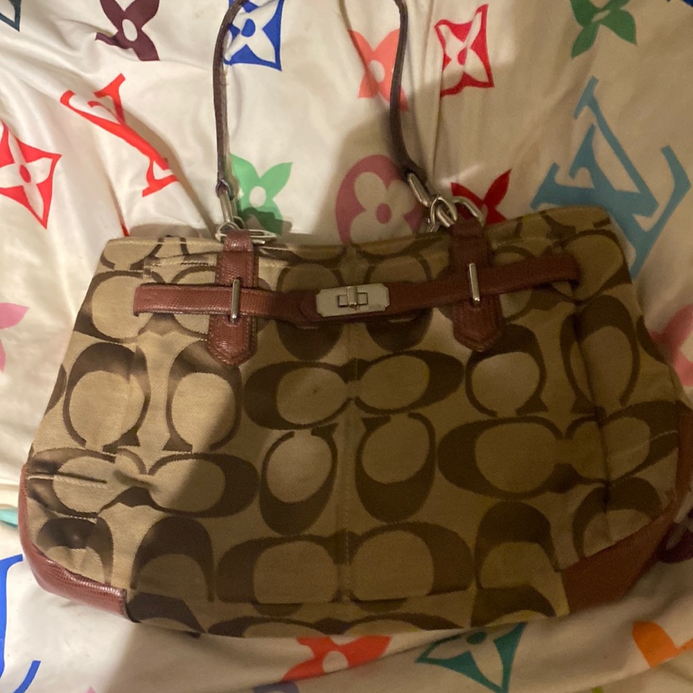 Coach, purse, brown and beige in good condition
